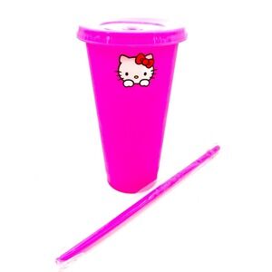 Kitty 24oz Plastic Water Bottle with Straw - Portable, Reusable, Durable,